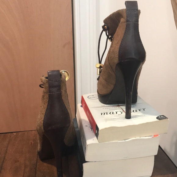 Tory Burch Halima Gold Hardware brown suede boots - Picture 6 of 7